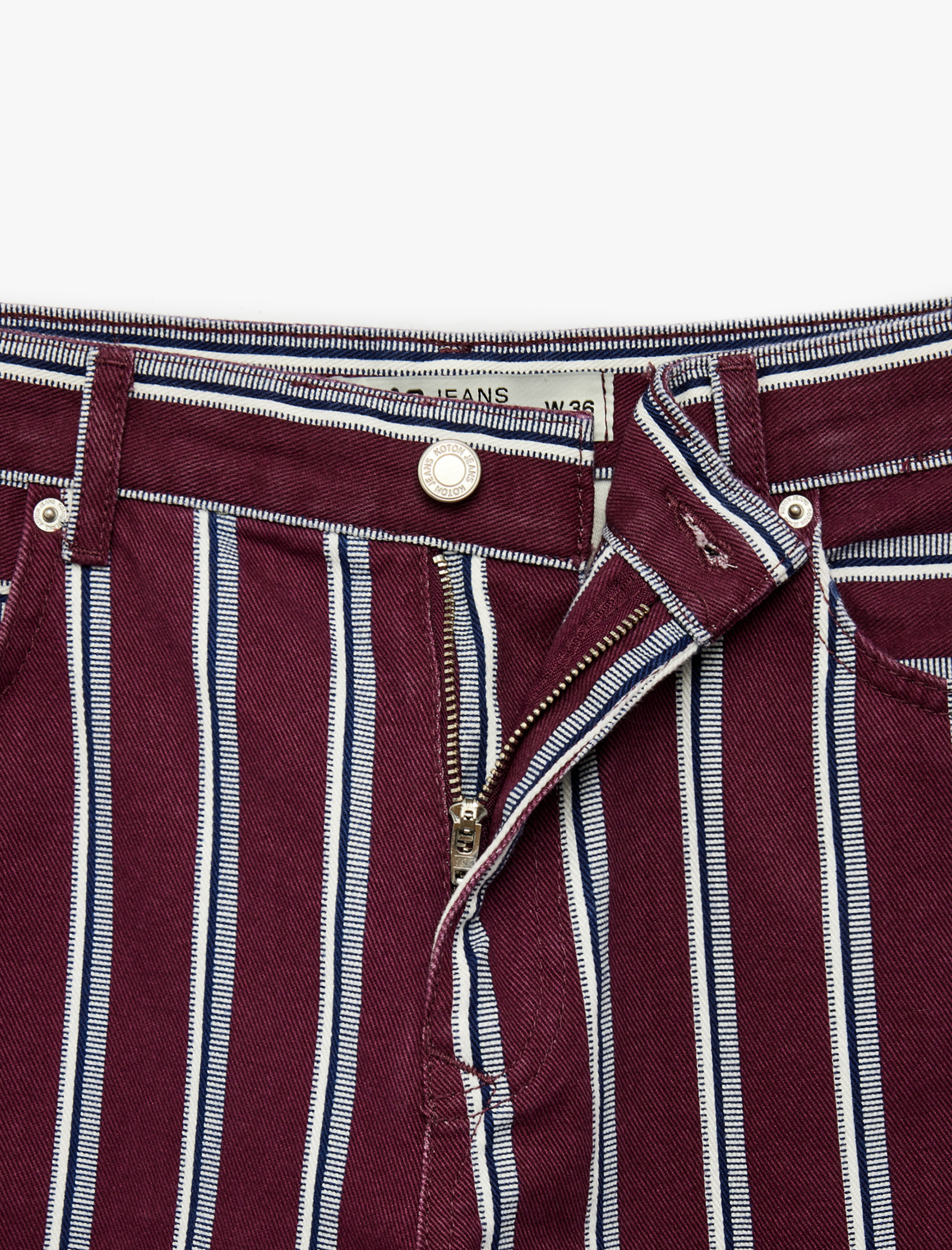   Çizgili Baggy Denim Pantolon Pamuklu Cepli - Baggy Jeans