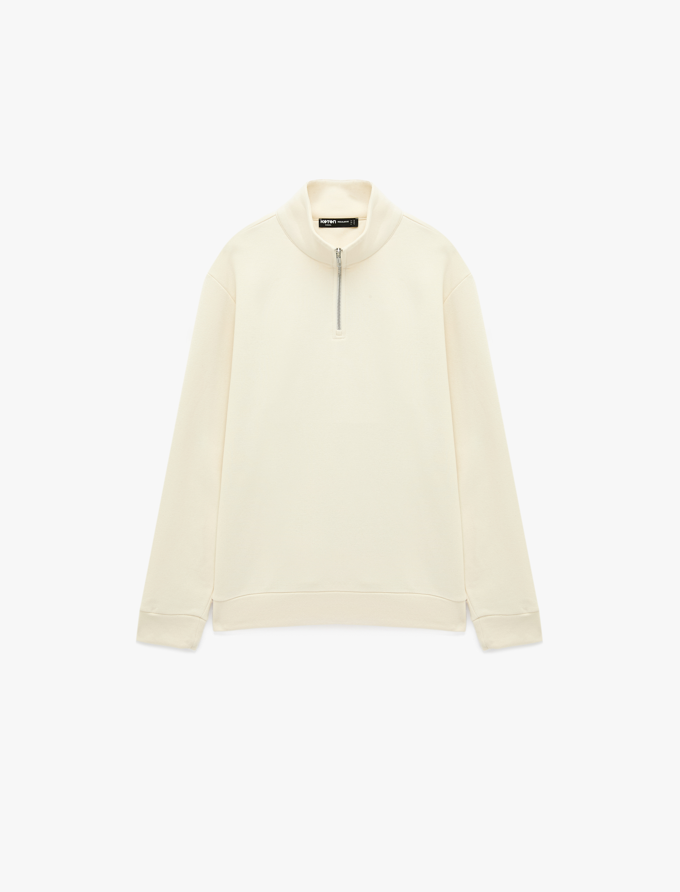   Uzun Kollu Üç İplik Şardonlu Yarım Fermuarlı Sweatshirt