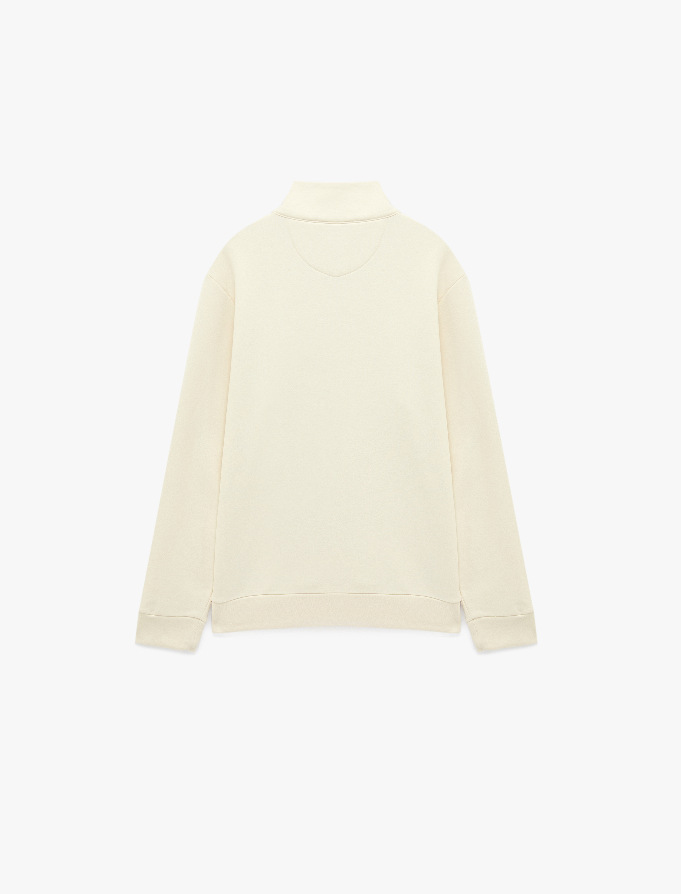   Uzun Kollu Üç İplik Şardonlu Yarım Fermuarlı Sweatshirt