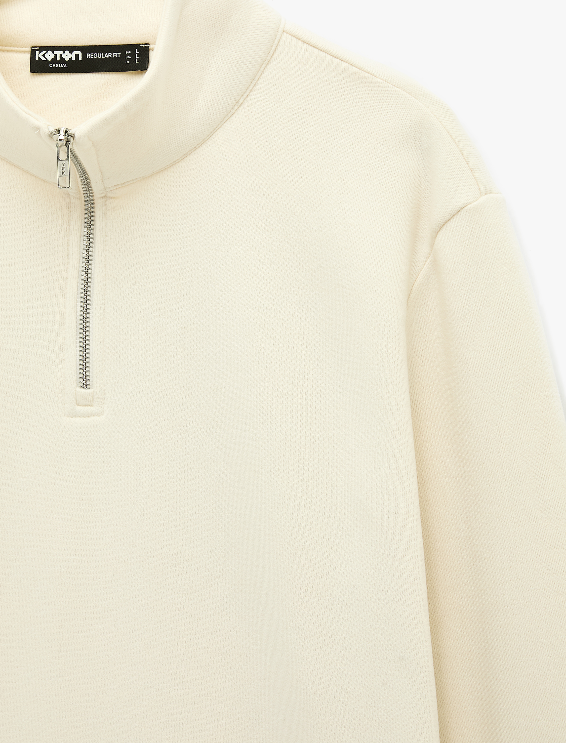   Uzun Kollu Üç İplik Şardonlu Yarım Fermuarlı Sweatshirt