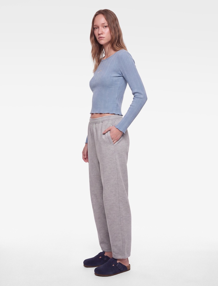  Beli Lastikli Rahat Kalıp Cepli Uzun Örme Pijama Altı
