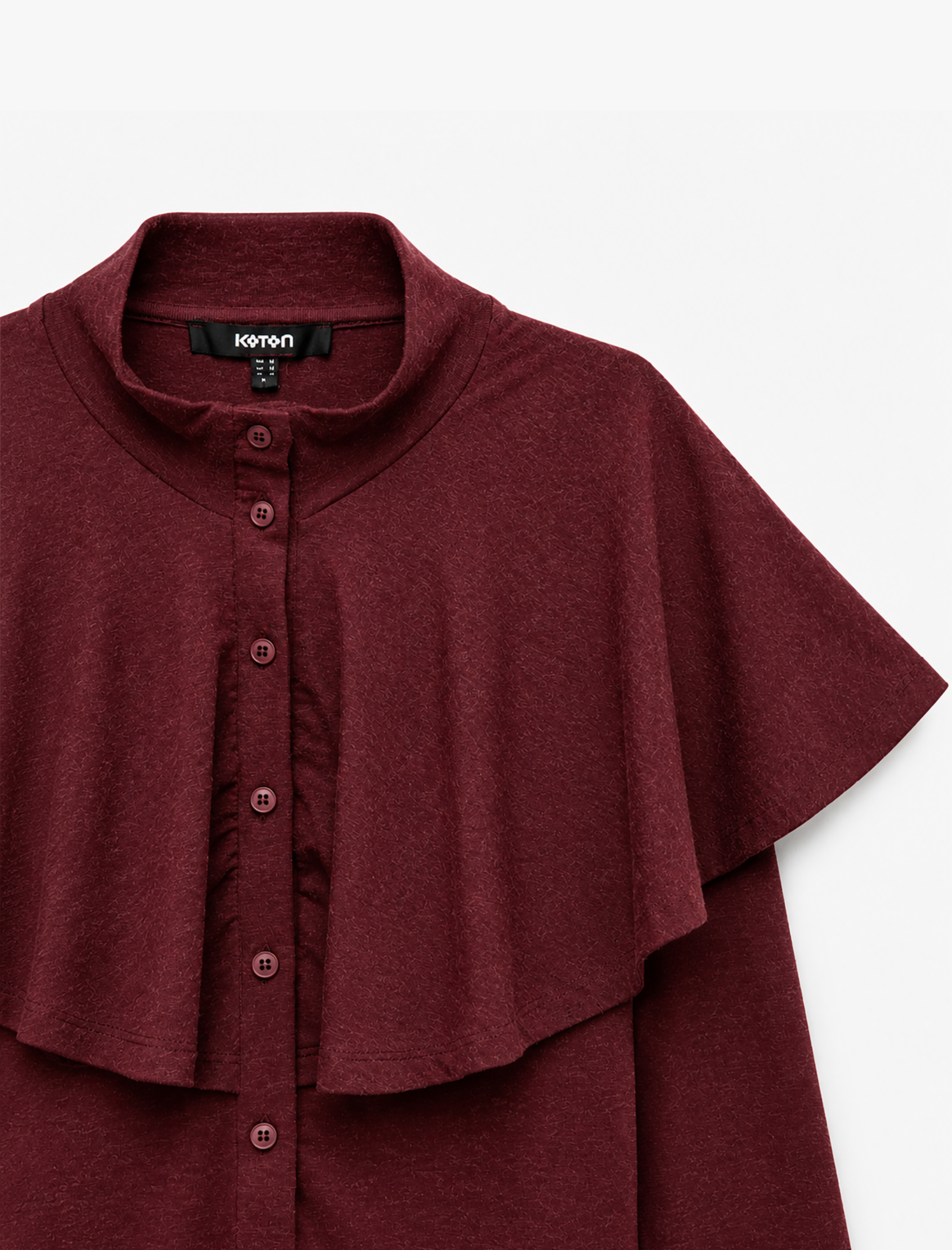   Düğmeli Slim Fit Uzun Kollu Dik Yaka Pelerinli Hırka