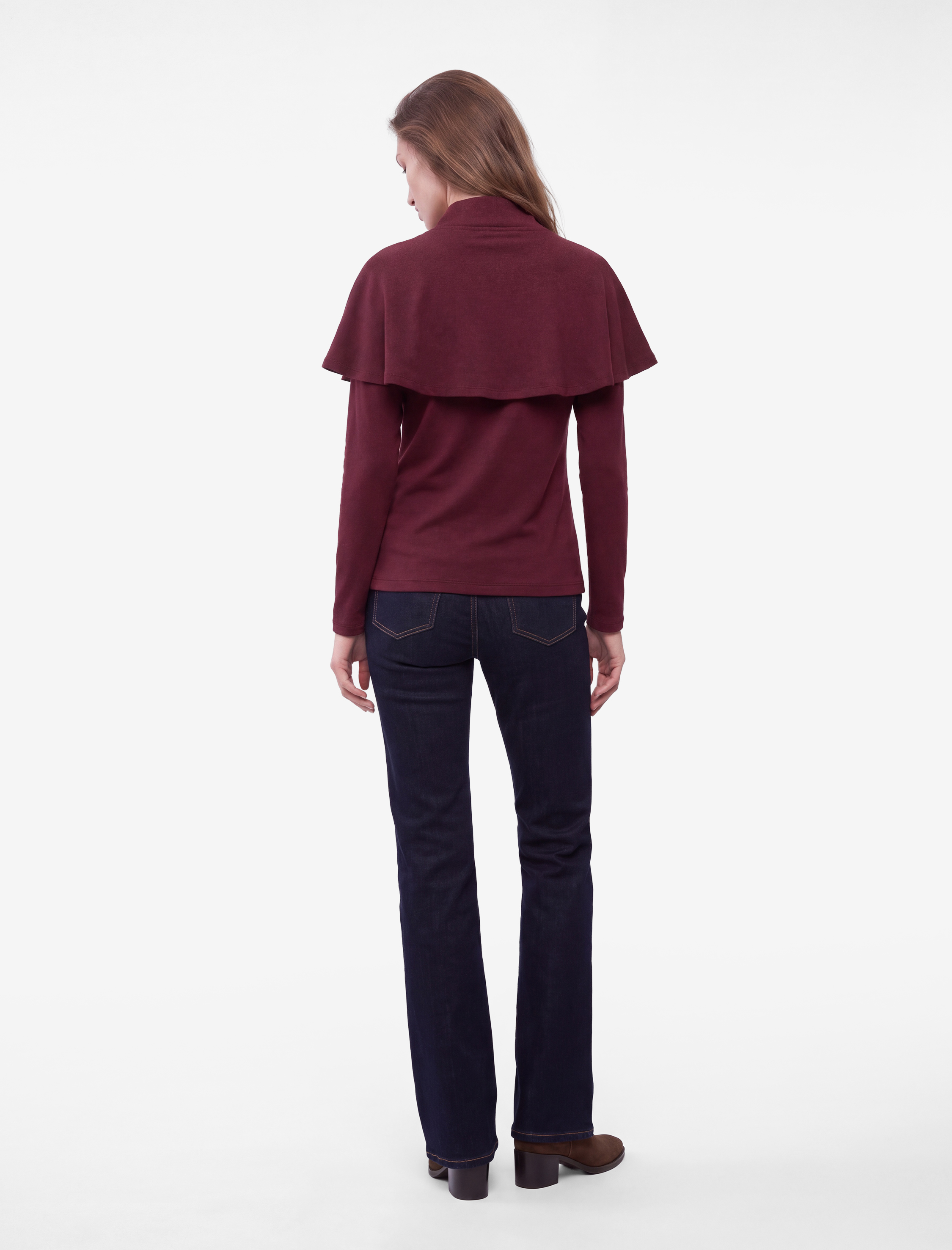   Düğmeli Slim Fit Uzun Kollu Dik Yaka Pelerinli Hırka