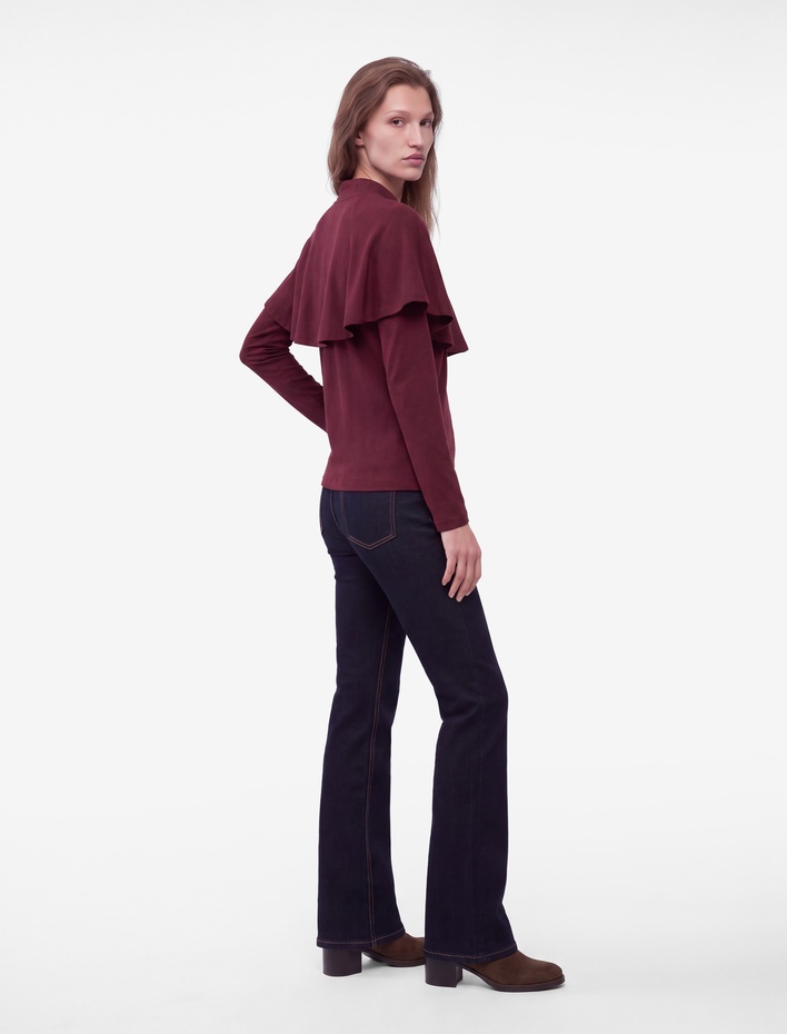  Düğmeli Slim Fit Uzun Kollu Dik Yaka Pelerinli Hırka