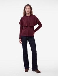 Düğmeli Slim Fit Uzun Kollu Dik Yaka Pelerinli Hırka