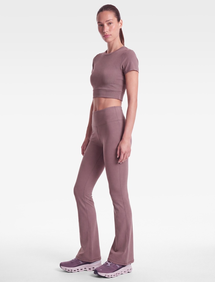  Slim Fit Yüksek Bel Dikiş Detaylı İspanyol Paça Spor Tayt