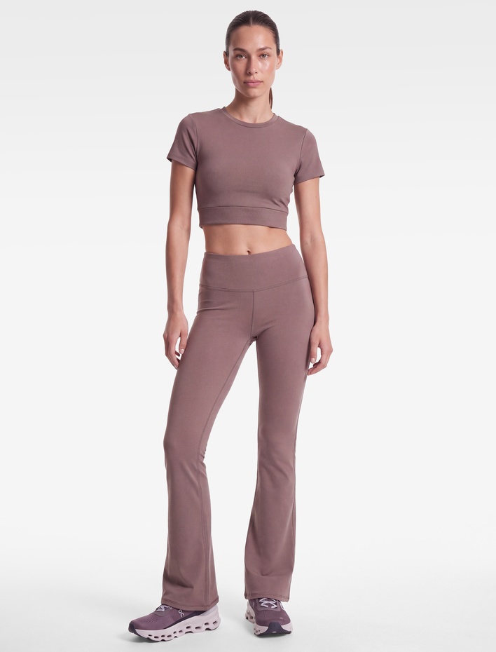  Slim Fit Yüksek Bel Dikiş Detaylı İspanyol Paça Spor Tayt
