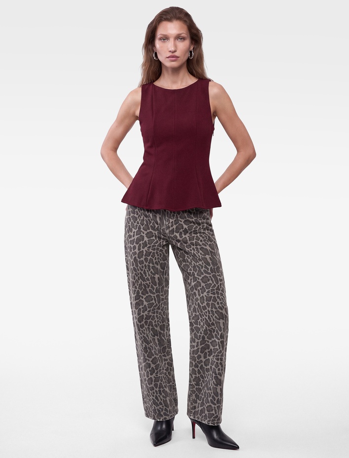  Bisiklet Yaka Slim Fit Peplum Bluz