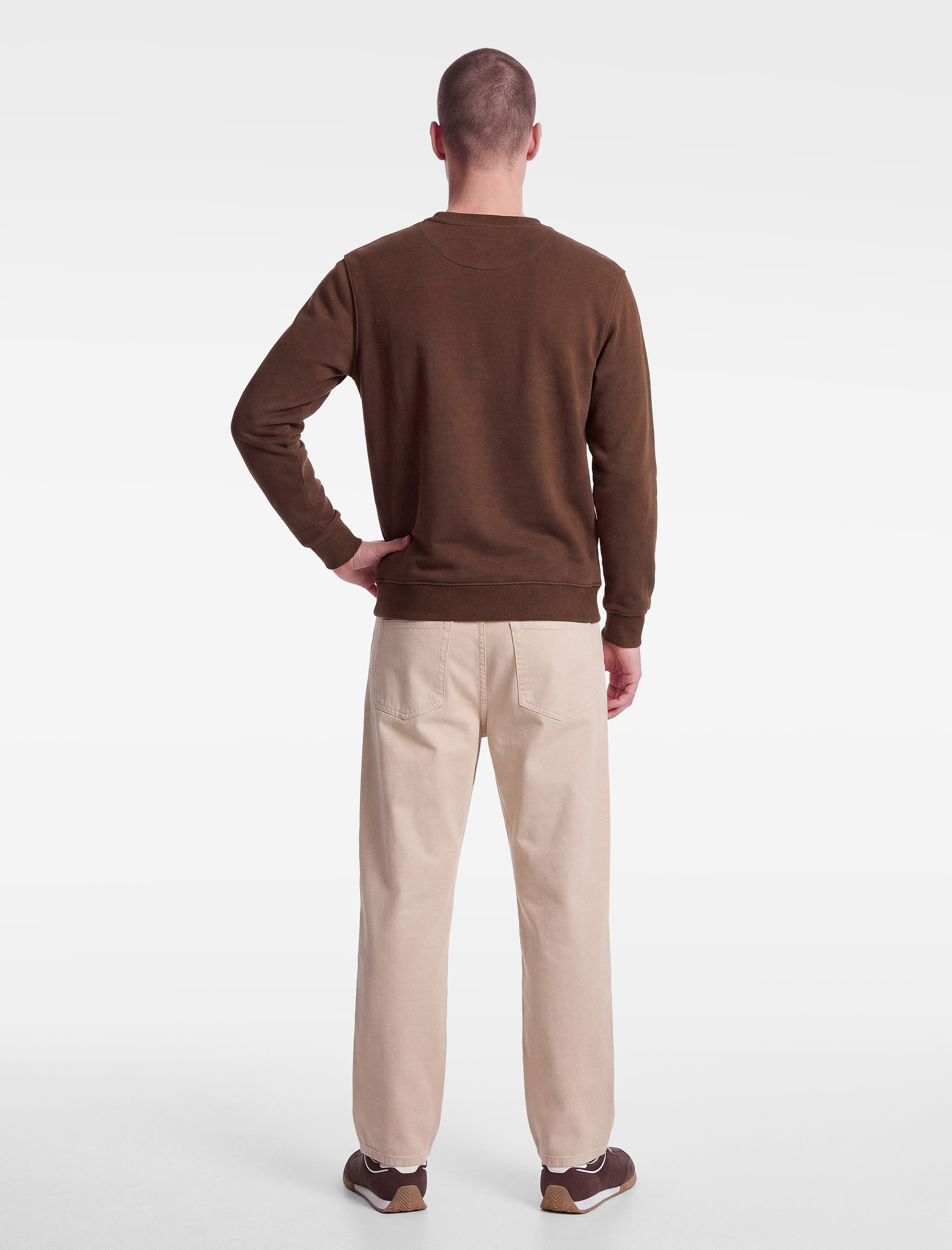   Uzun Kollu Şardonlu Bisiklet Yaka Yıkamalı Baskılı Sweatshirt