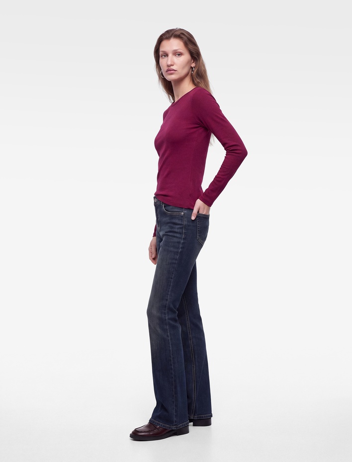  Modal Kumaş Slim Fit Bisiklet Yaka Uzun Kollu Tişört