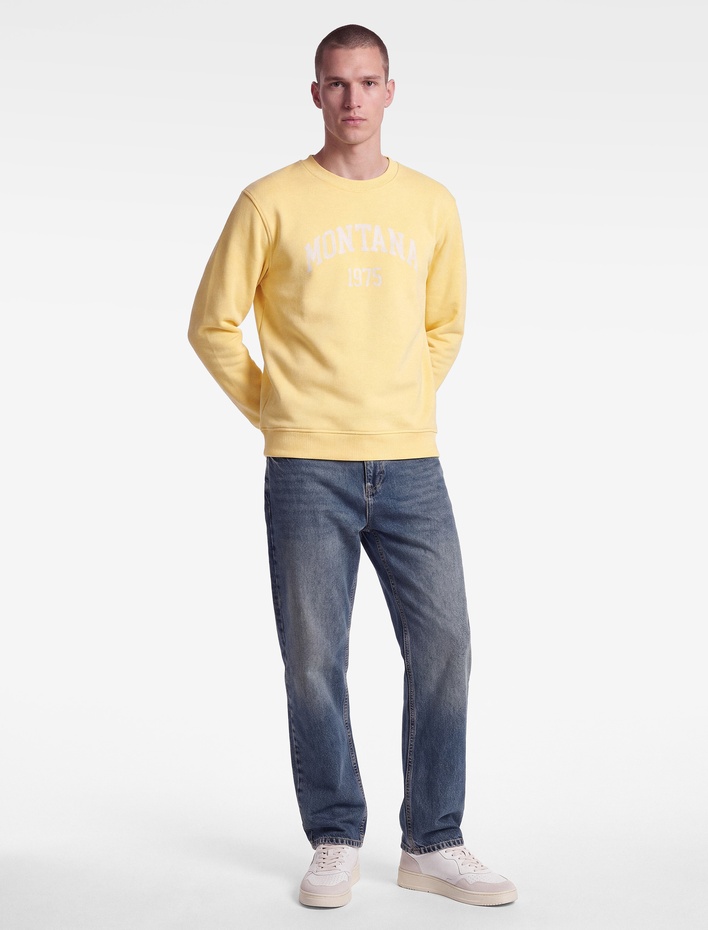  Şardonlu Baskılı Bisiklet Yaka Uzun Kollu Sweatshirt