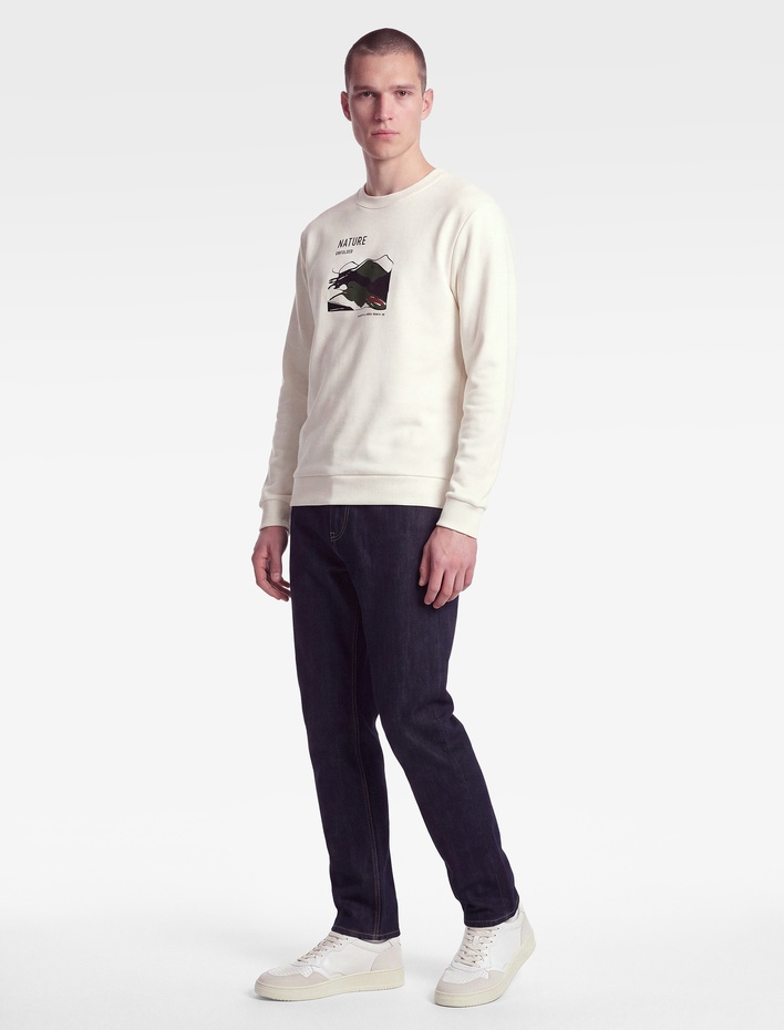  Bisiklet Yaka Uzun Kollu Şardonlu Baskılı Sweatshirt