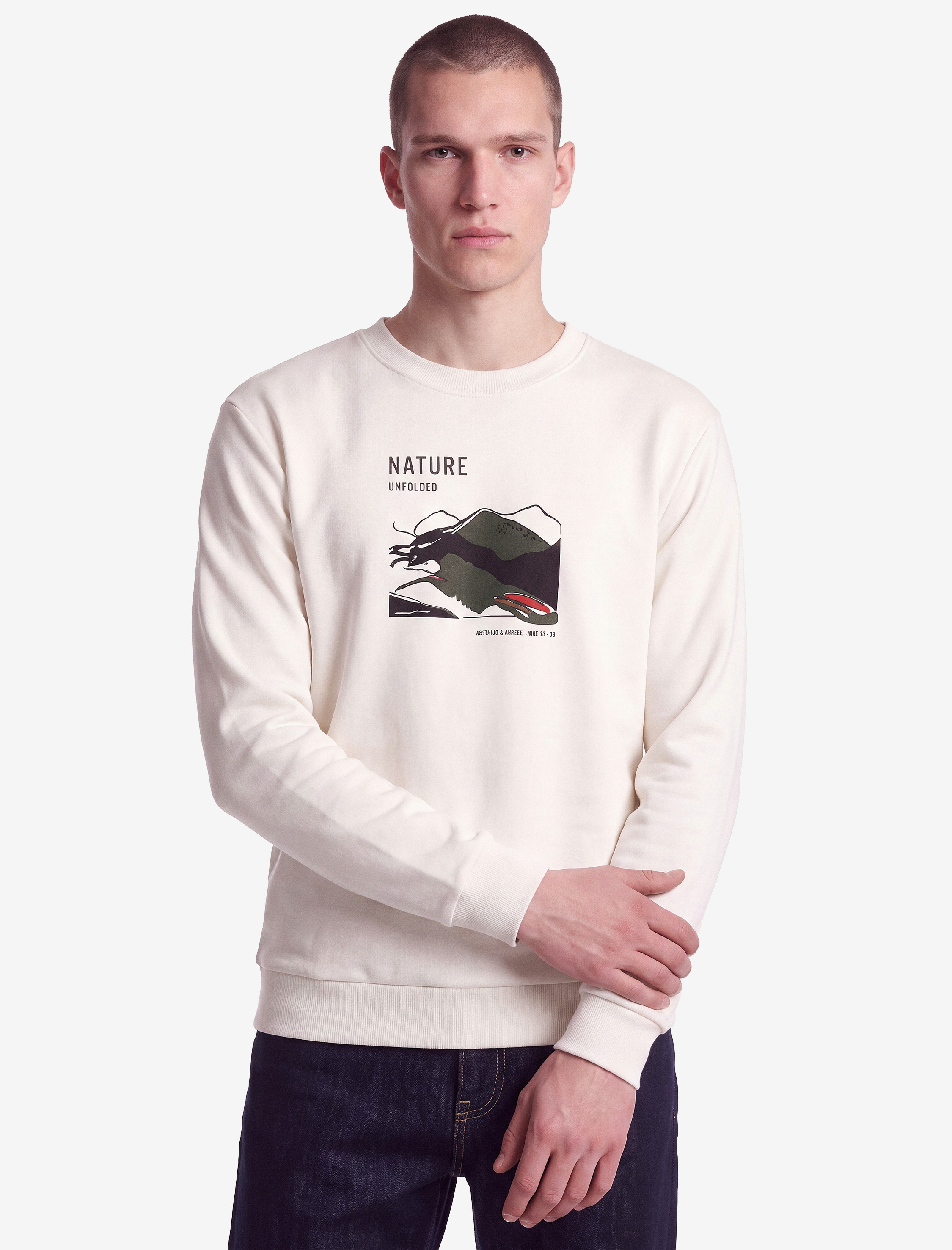   Bisiklet Yaka Uzun Kollu Şardonlu Baskılı Sweatshirt