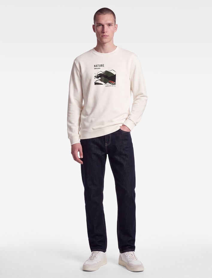  Bisiklet Yaka Uzun Kollu Şardonlu Baskılı Sweatshirt