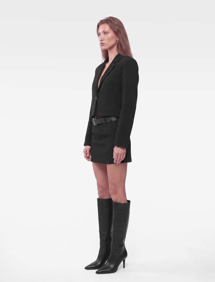  Klasik Yaka Uzun Kollu Crop Blazer Ceket