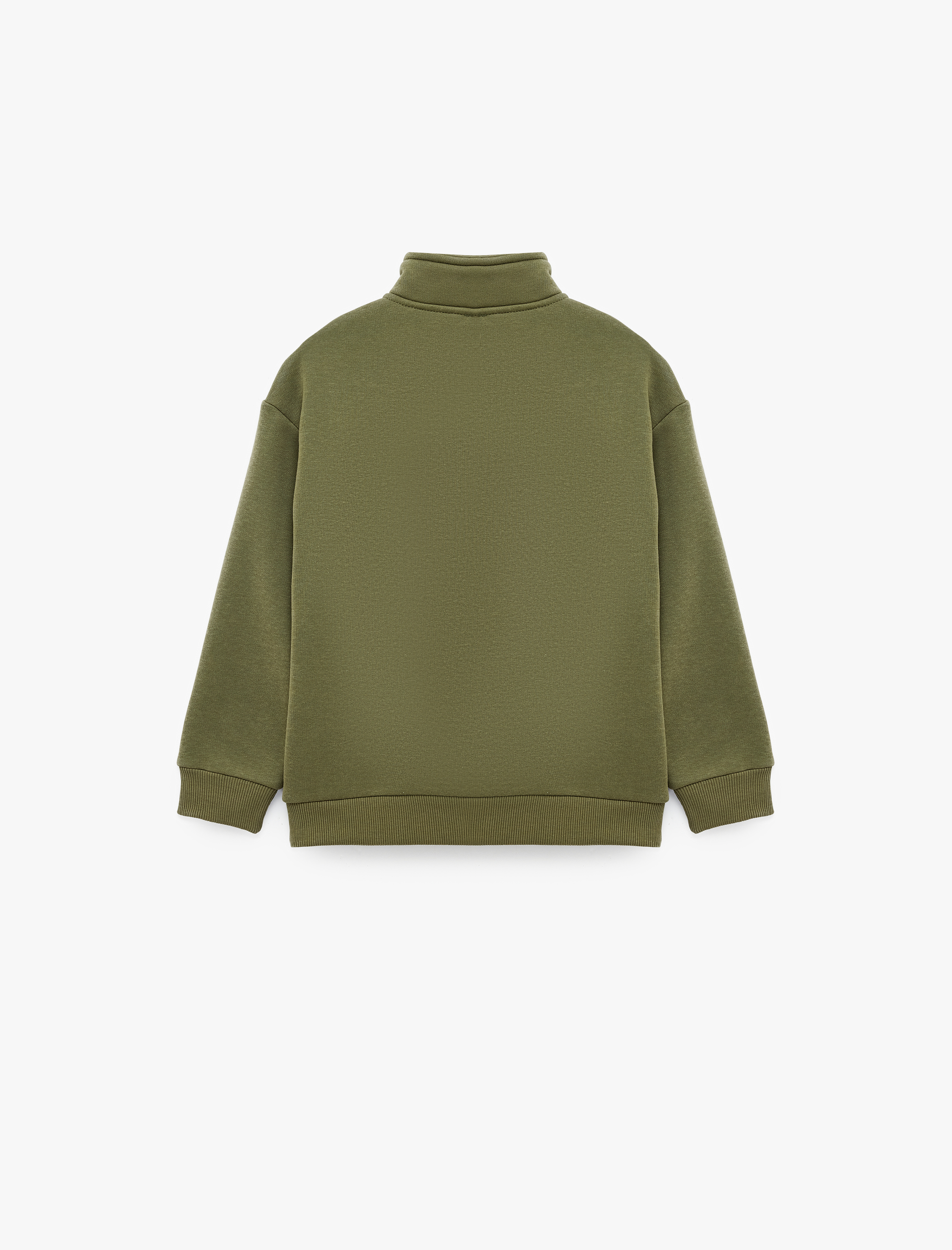  Erkek Çocuk Yarım Fermuarlı  Dik Yaka Uzun Kollu Rahat Kalıp Şardonlu Sweatshirt