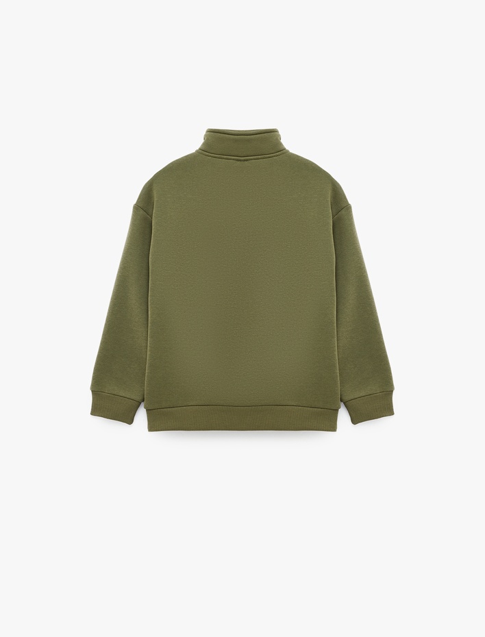 Erkek Çocuk Yarım Fermuarlı  Dik Yaka Uzun Kollu Rahat Kalıp Şardonlu Sweatshirt