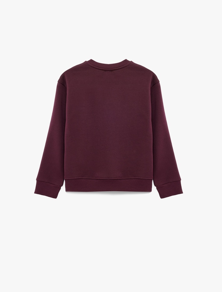 Kız Çocuk Fiyonk Baskılı Bisiklet Yaka Uzun Kollu Sweatshirt