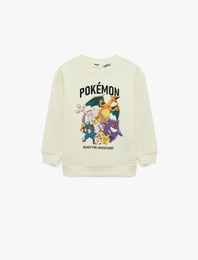 Pokemon Baskılı Şardonlu Bisiklet Yaka Uzun Kollu Lisanslı Sweatshirt