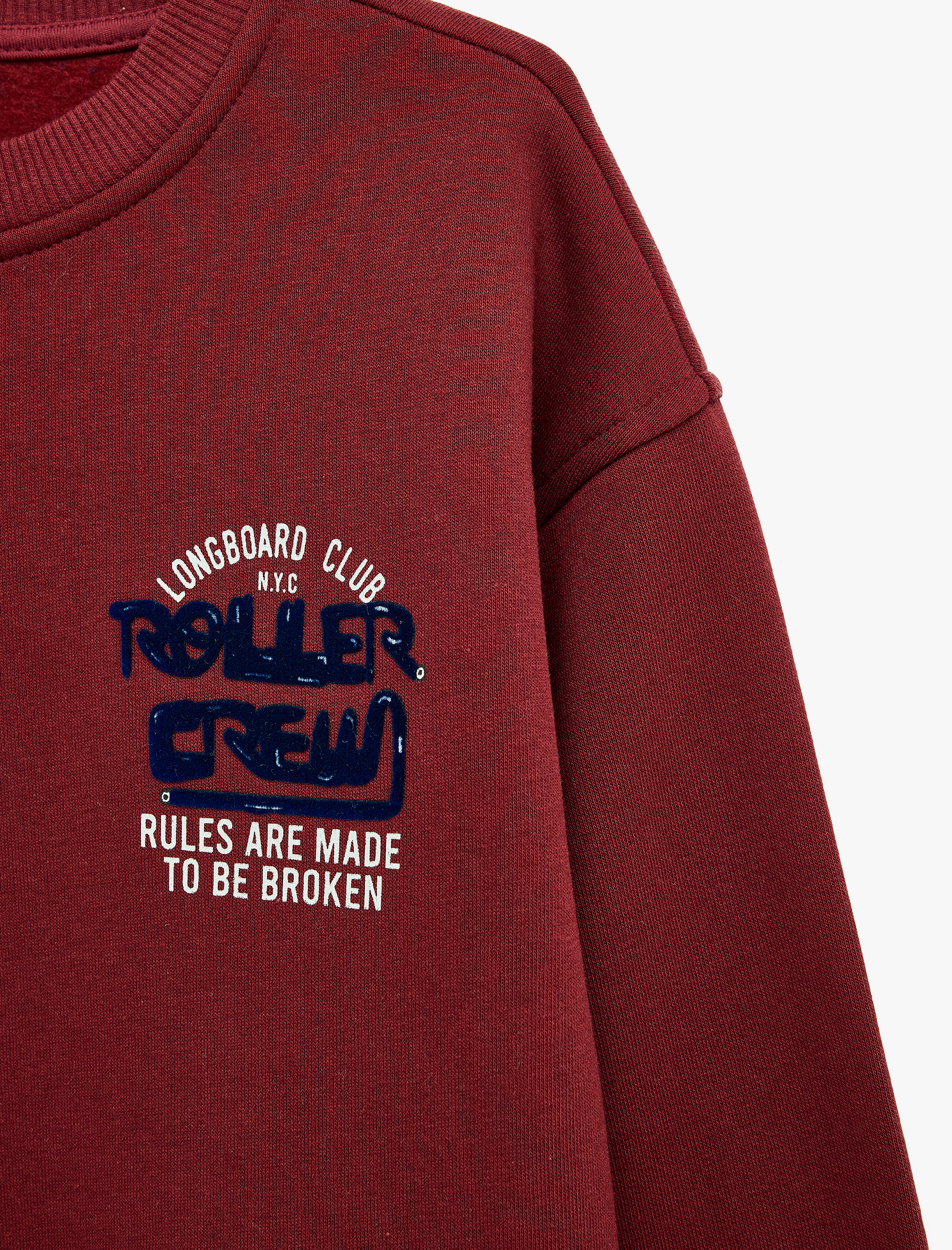  Erkek Çocuk Pamuklu Şardonlu Bisiklet Yaka Uzun Kollu Baskılı Oversize Sweatshirt