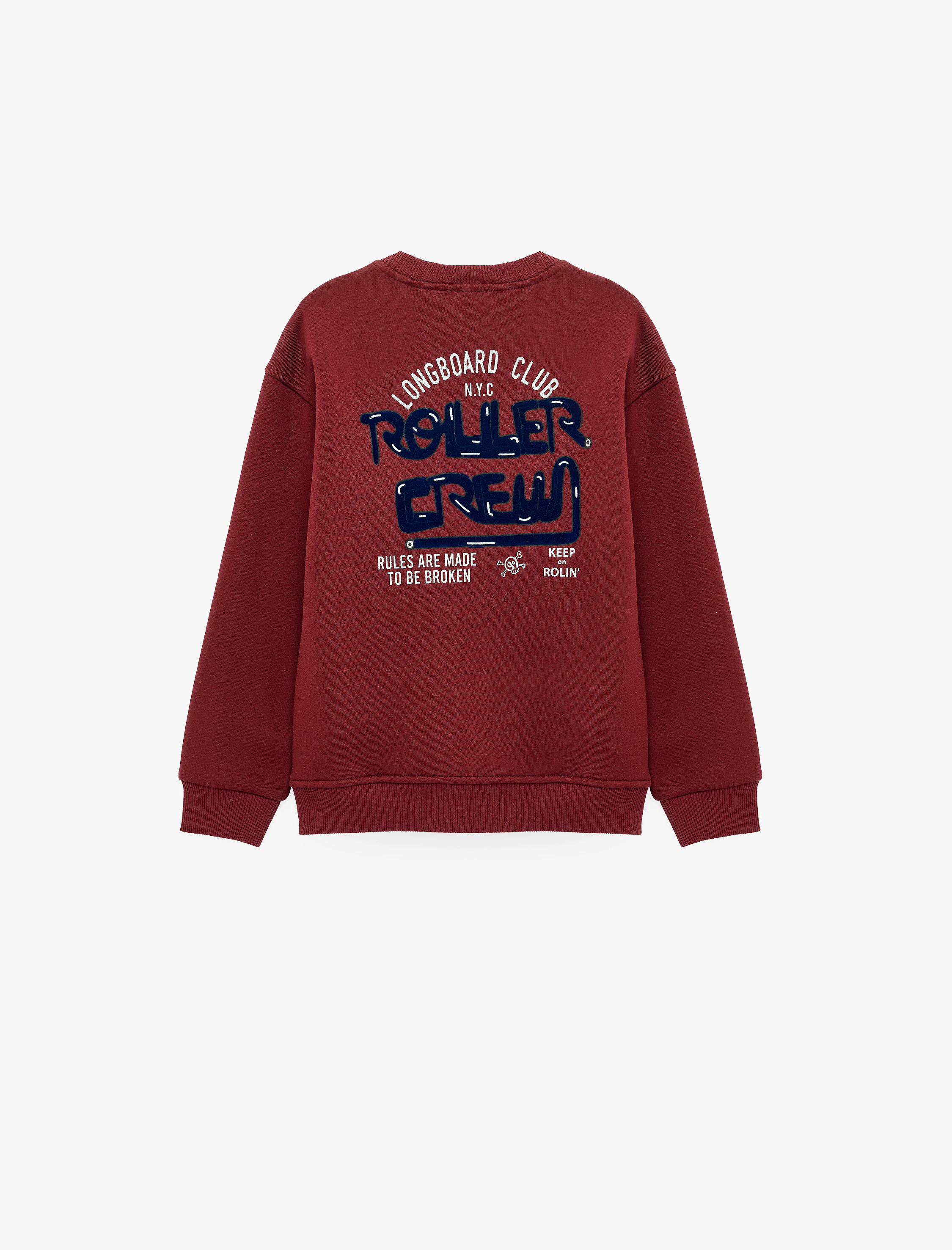  Erkek Çocuk Pamuklu Şardonlu Bisiklet Yaka Uzun Kollu Baskılı Oversize Sweatshirt