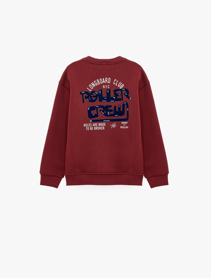Erkek Çocuk Pamuklu Şardonlu Bisiklet Yaka Uzun Kollu Baskılı Oversize Sweatshirt