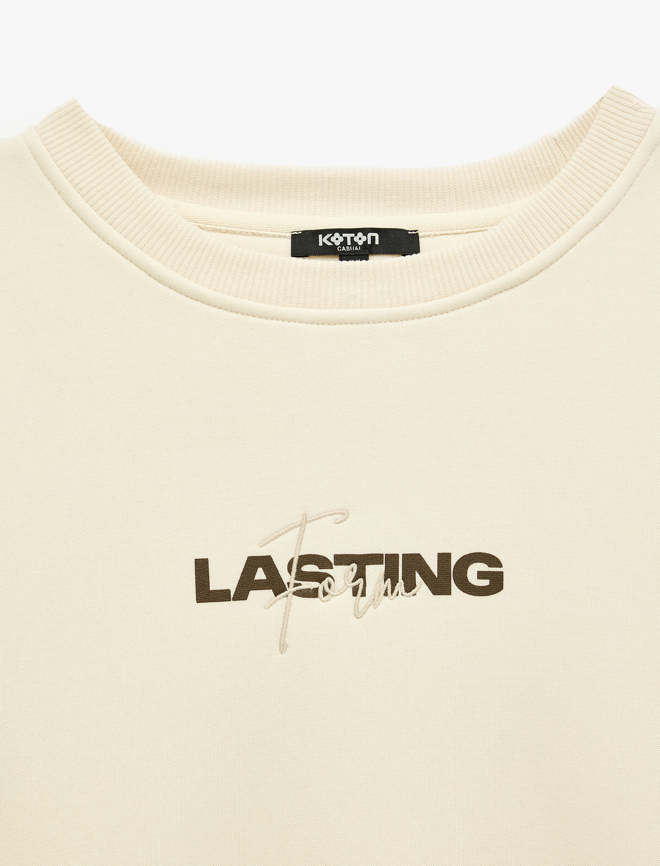   Uzun Kollu Bisiklet Yaka Şardonlu Rahat Kalıp Baskılı Sweatshirt