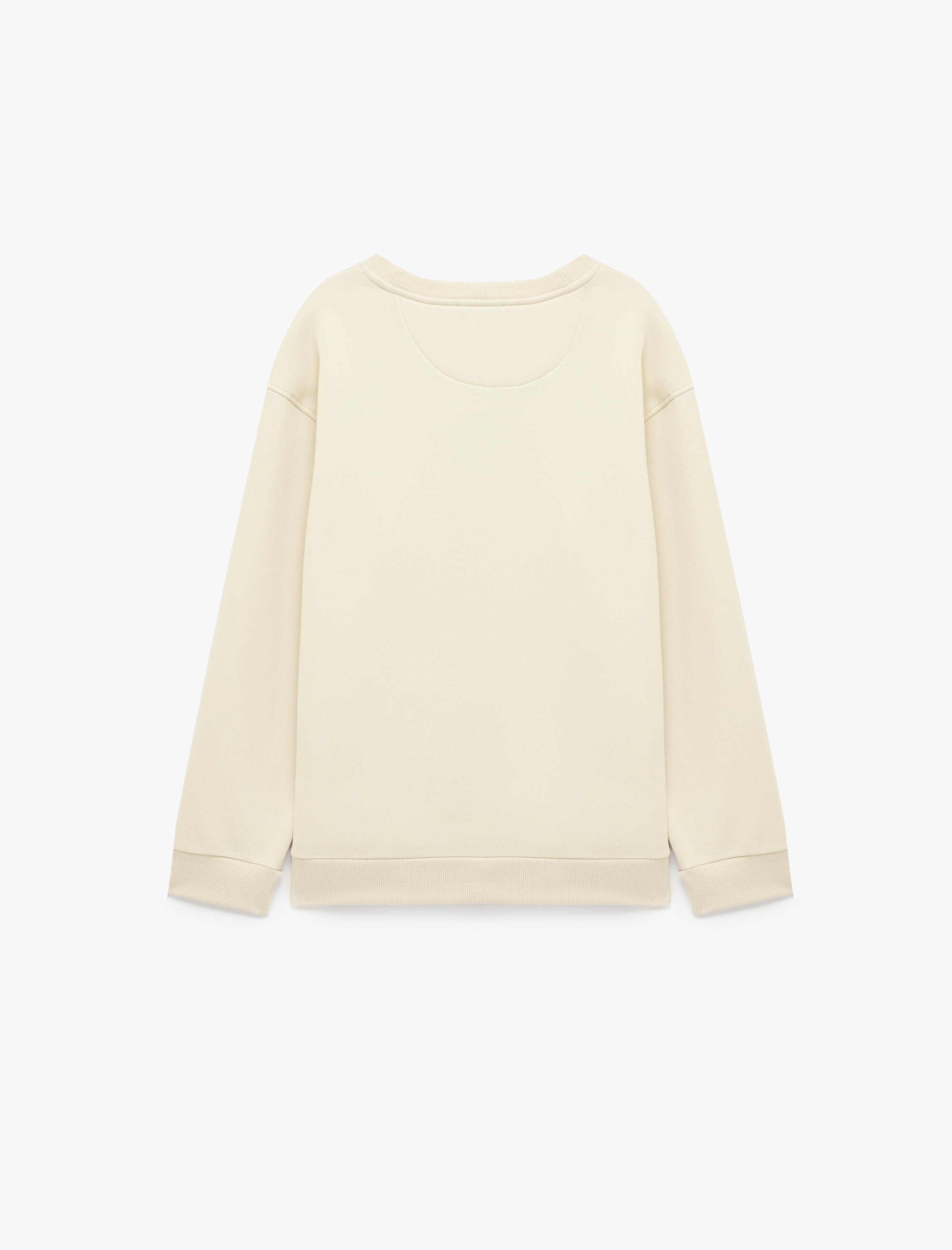  Uzun Kollu Bisiklet Yaka Şardonlu Rahat Kalıp Baskılı Sweatshirt
