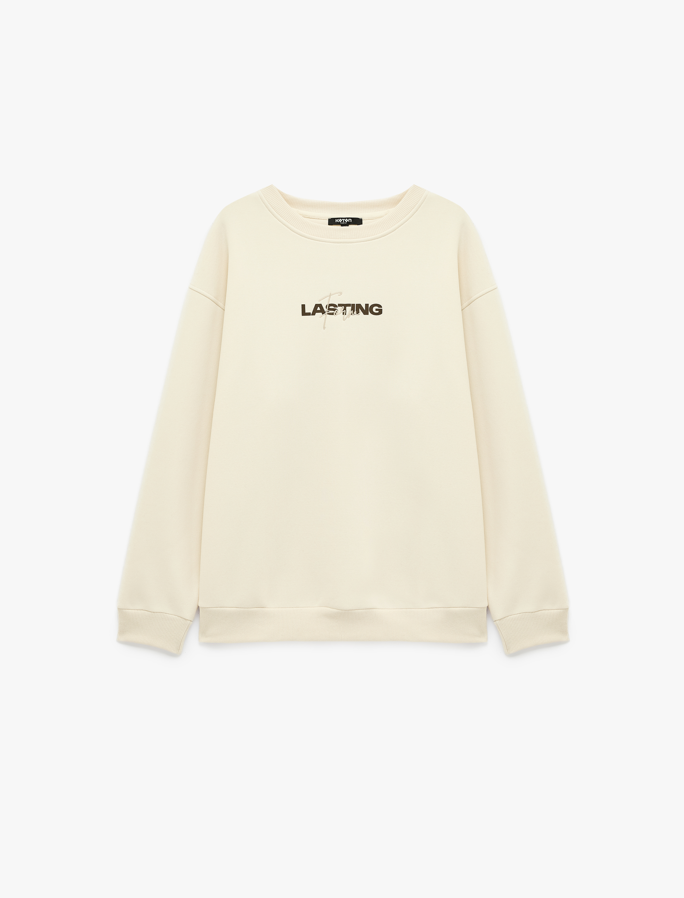   Uzun Kollu Bisiklet Yaka Şardonlu Rahat Kalıp Baskılı Sweatshirt