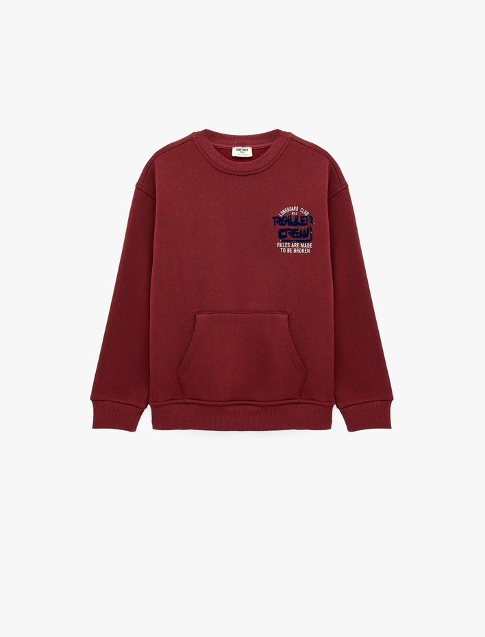 Erkek Çocuk Pamuklu Şardonlu Bisiklet Yaka Uzun Kollu Baskılı Oversize Sweatshirt