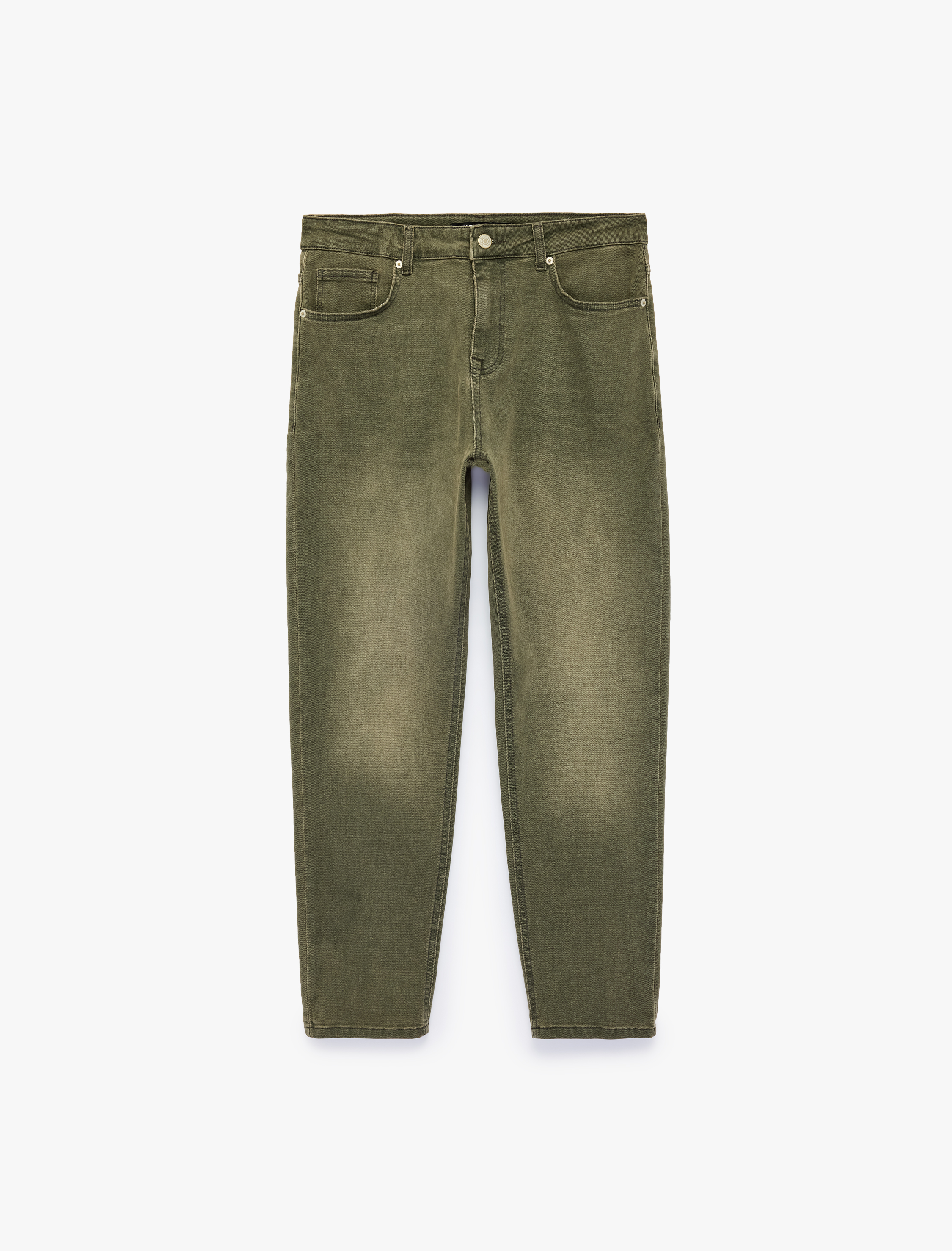   Regular Fit Cepli Düz Paça Pamuklu Denim Pantolon - Tapered Jeans