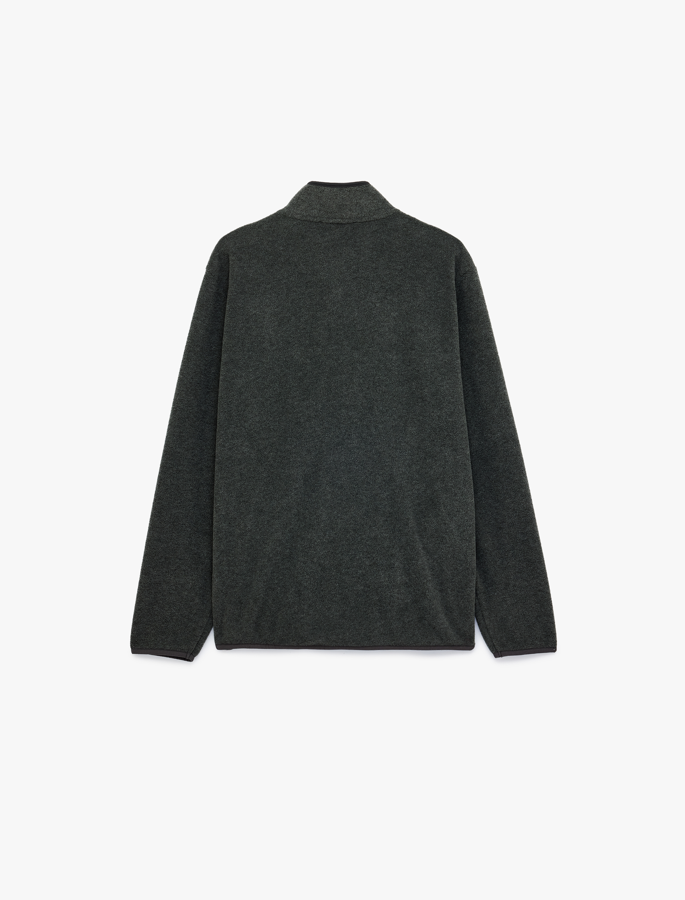   Uzun Kollu Dikiş Detaylı Yarım Fermuarlı Polar Sweatshirt