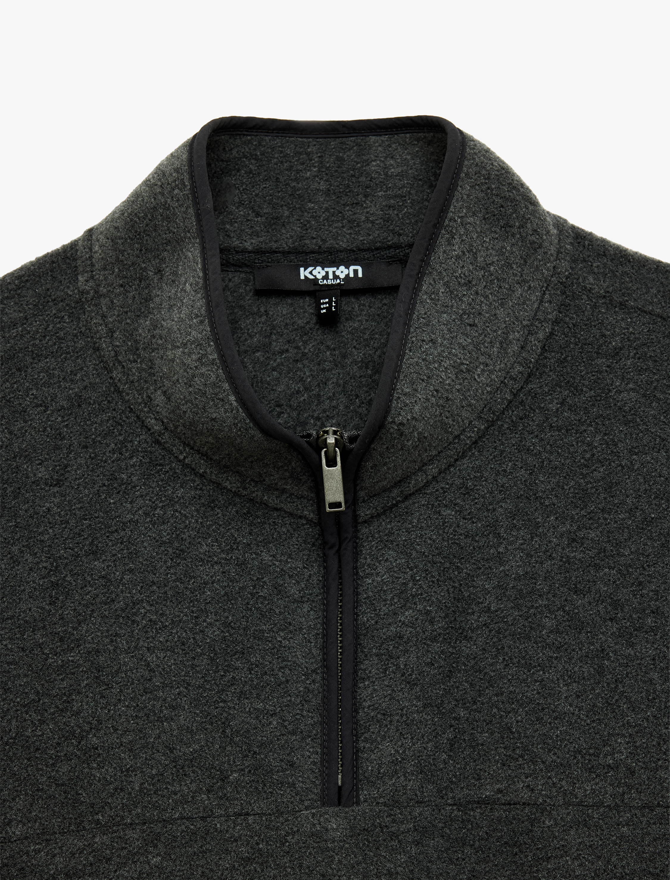   Uzun Kollu Dikiş Detaylı Yarım Fermuarlı Polar Sweatshirt