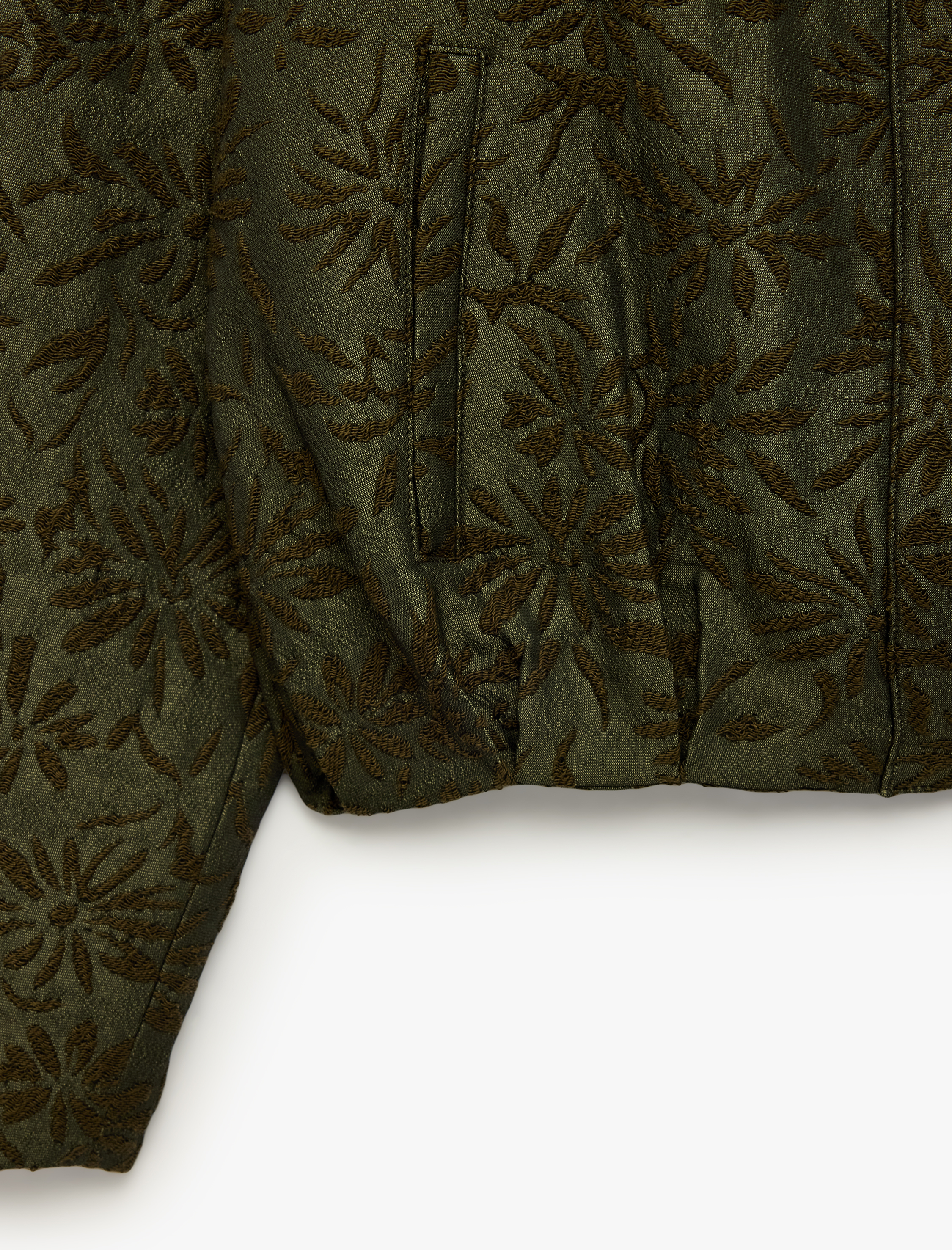   Oversize Jakarlı Floral Dik Yaka Bomber Ceket Uzun Kollu Fermuarlı