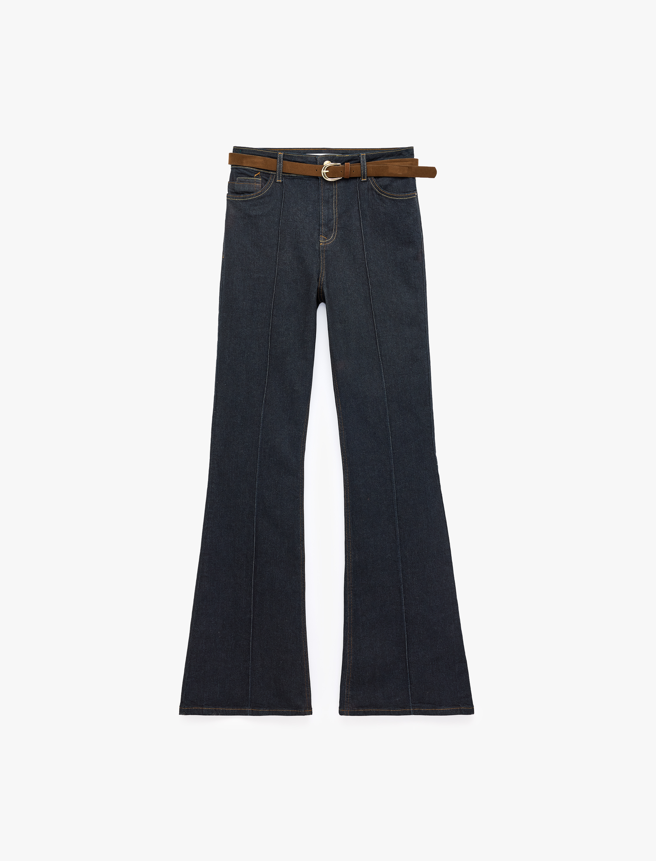   Pamuklu Normal Bel Dar Kesim İspanyol Paça Jean Pantolon - Flare Jeans