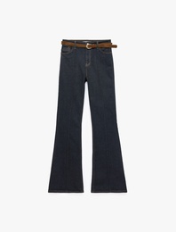 Pamuklu Normal Bel Dar Kesim İspanyol Paça Jean Pantolon - Flare Jeans