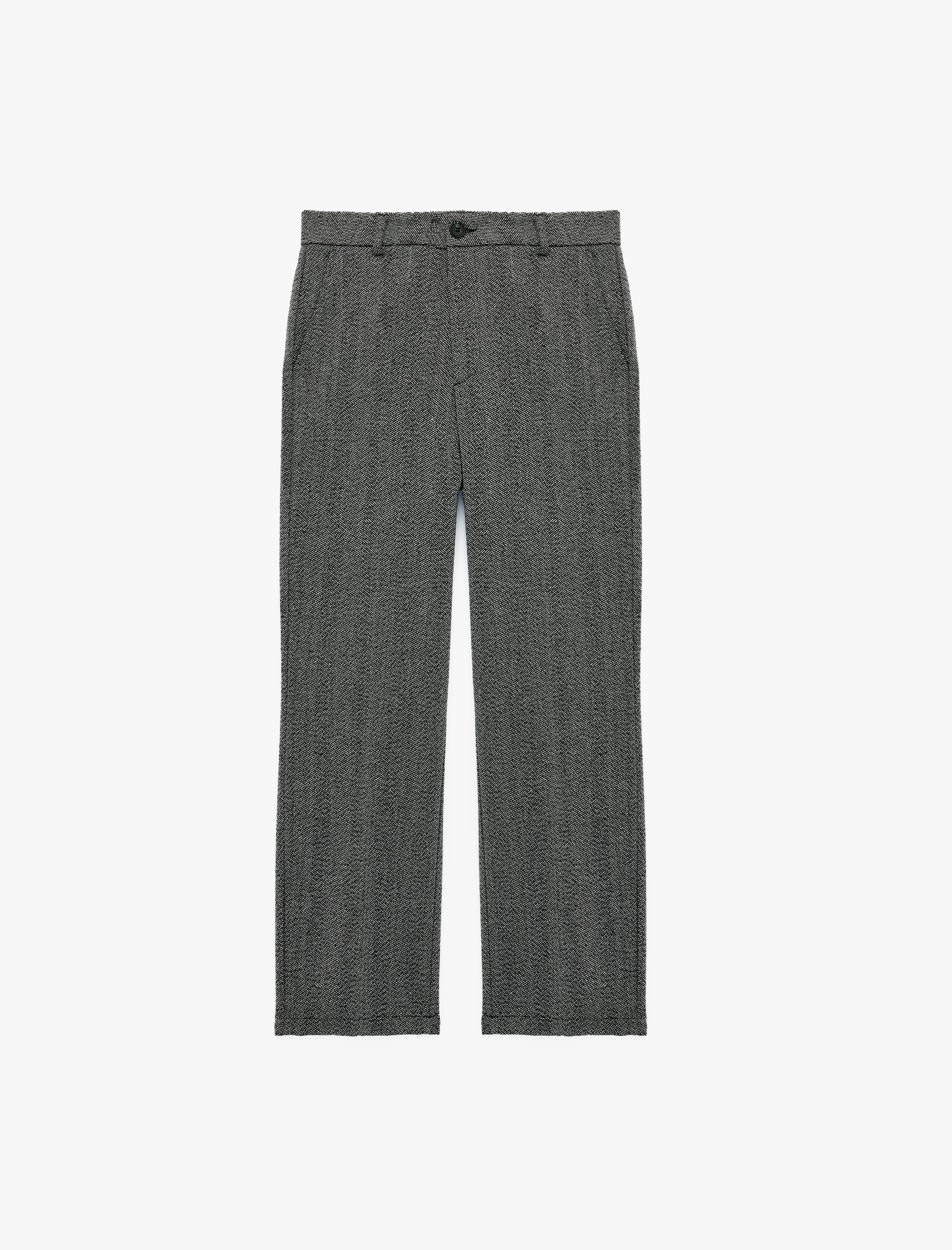   Balıksırtı Desenli Cepli Klasik Pantolon