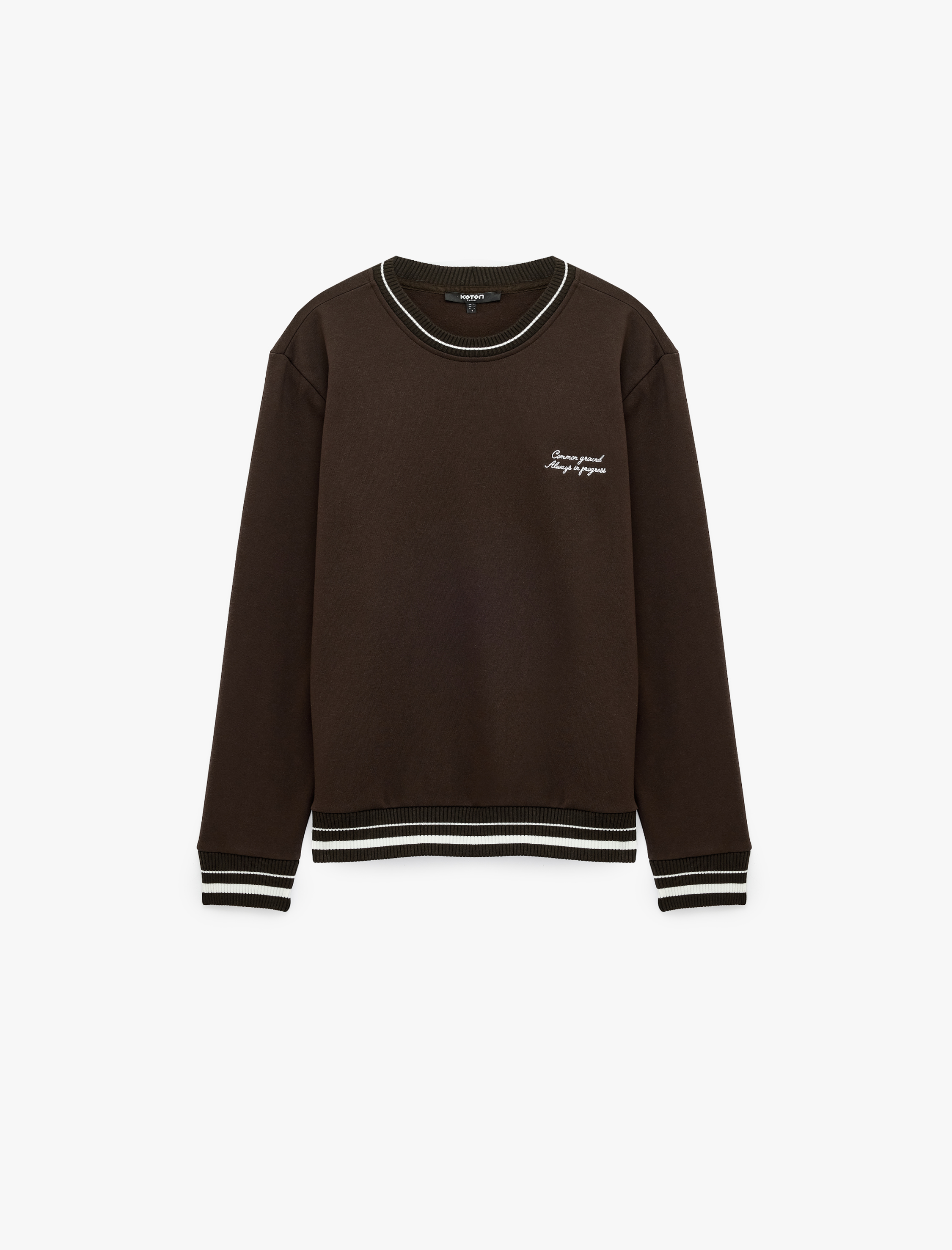   Şardonlu Uzun Kollu Nakışlı Bisiklet Yaka Sweatshirt
