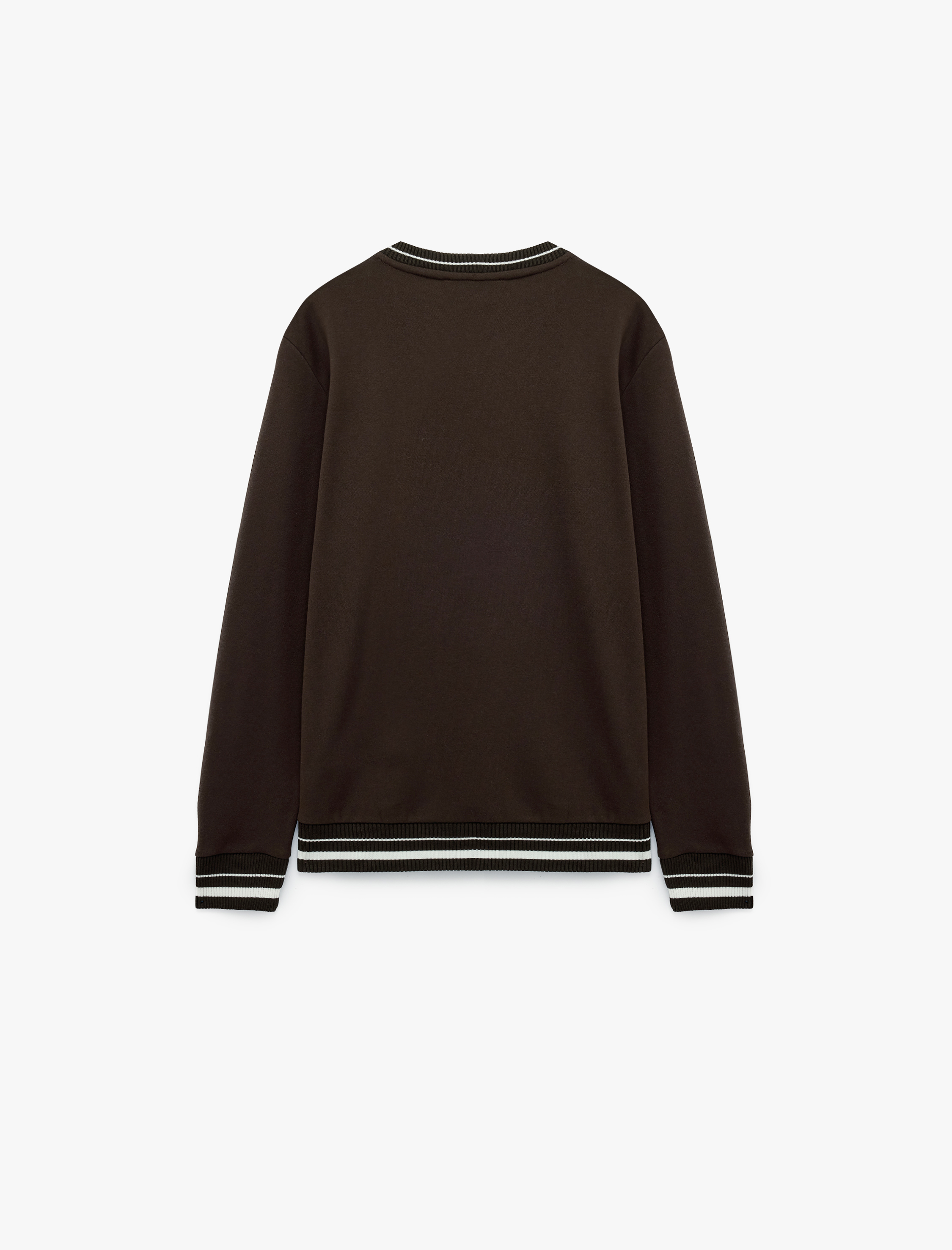   Şardonlu Uzun Kollu Nakışlı Bisiklet Yaka Sweatshirt