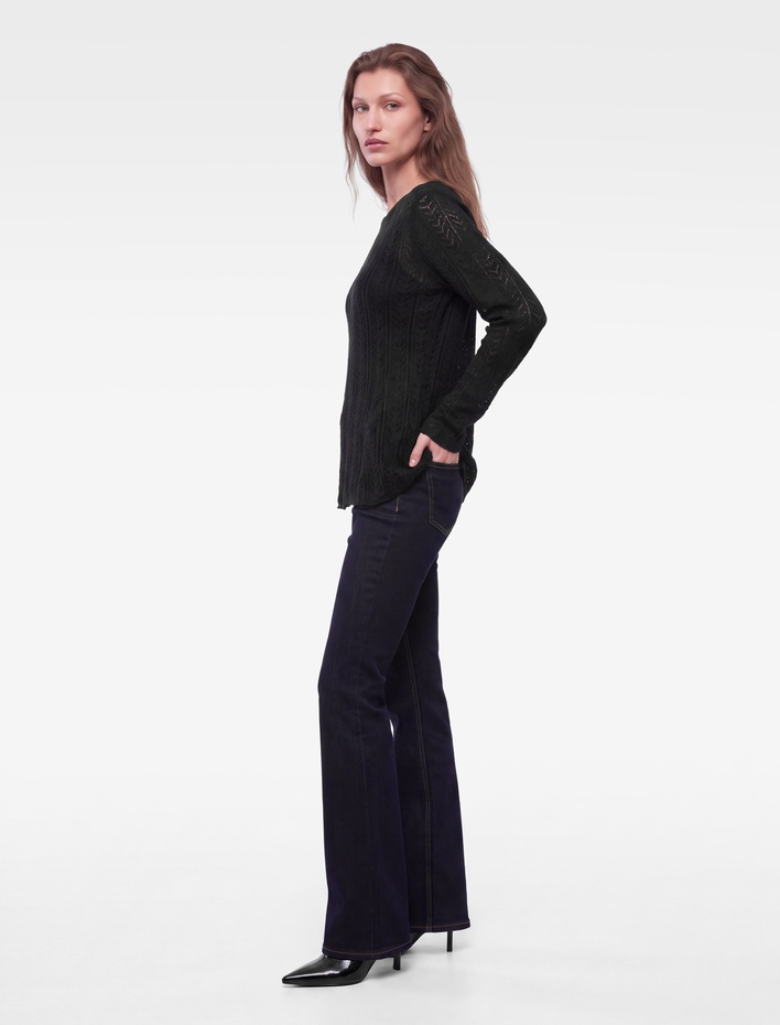  Slim Fit Uzun Kollu Yuvarlak Yaka Peplum Dantel Tişört