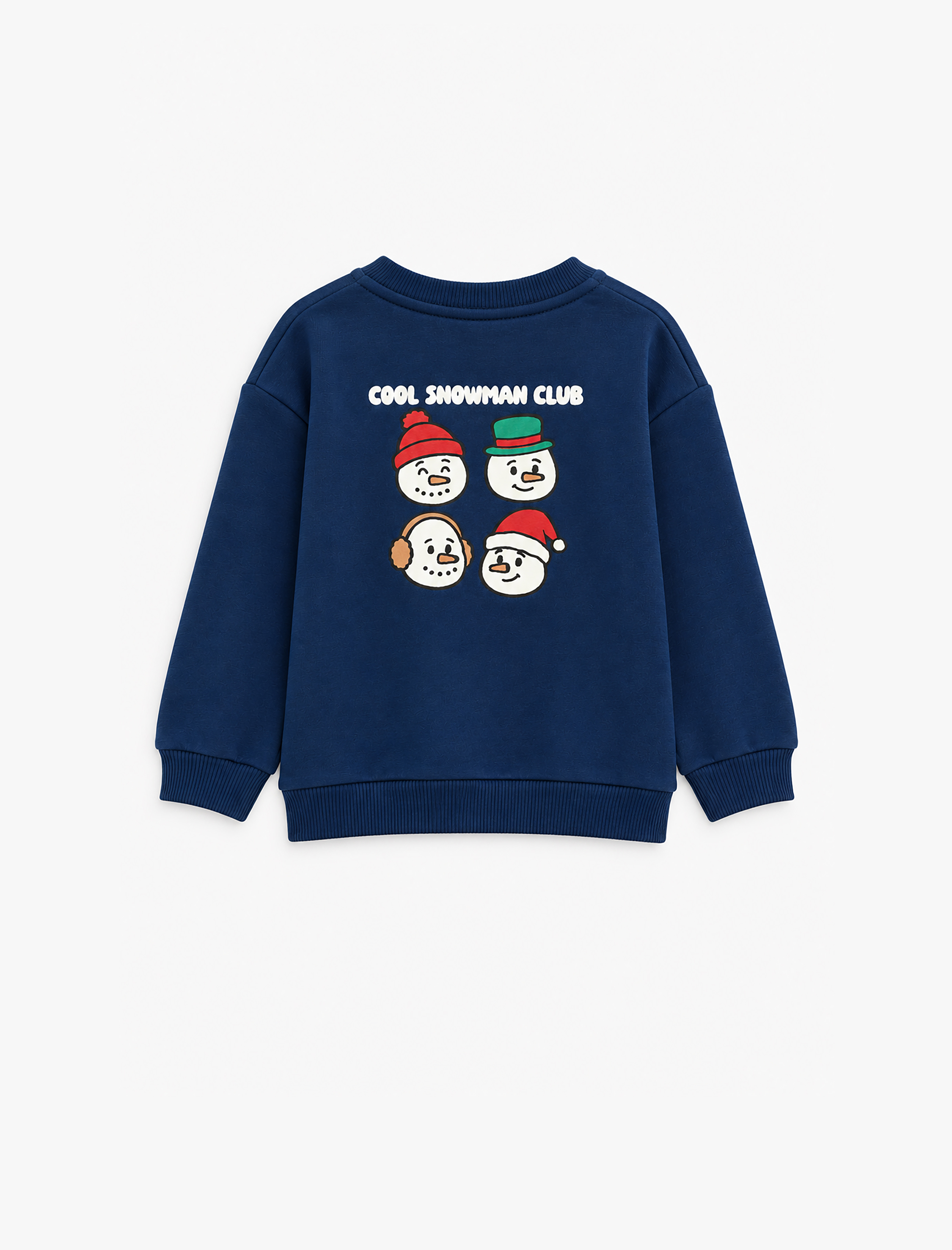  Erkek Bebek Şardonlu Bisiklet Yaka Uzun Kollu Yılbaşı Baskılı Sweatshirt