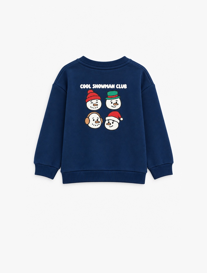 Erkek Bebek Şardonlu Bisiklet Yaka Uzun Kollu Yılbaşı Baskılı Sweatshirt