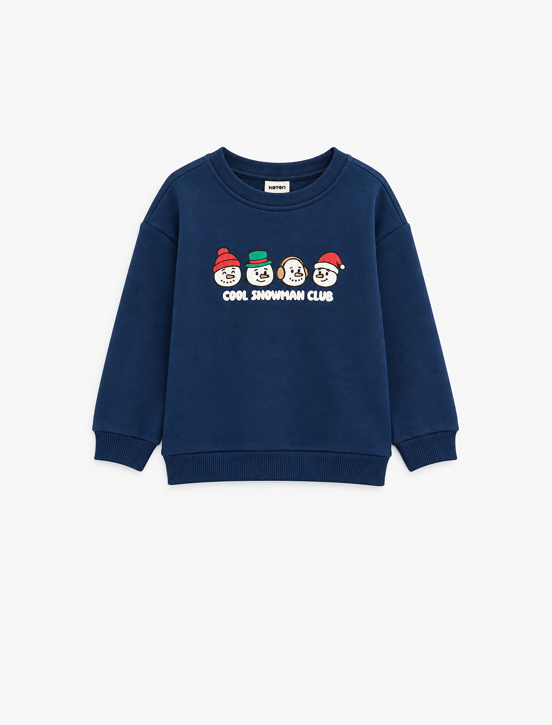  Erkek Bebek Şardonlu Bisiklet Yaka Uzun Kollu Yılbaşı Baskılı Sweatshirt