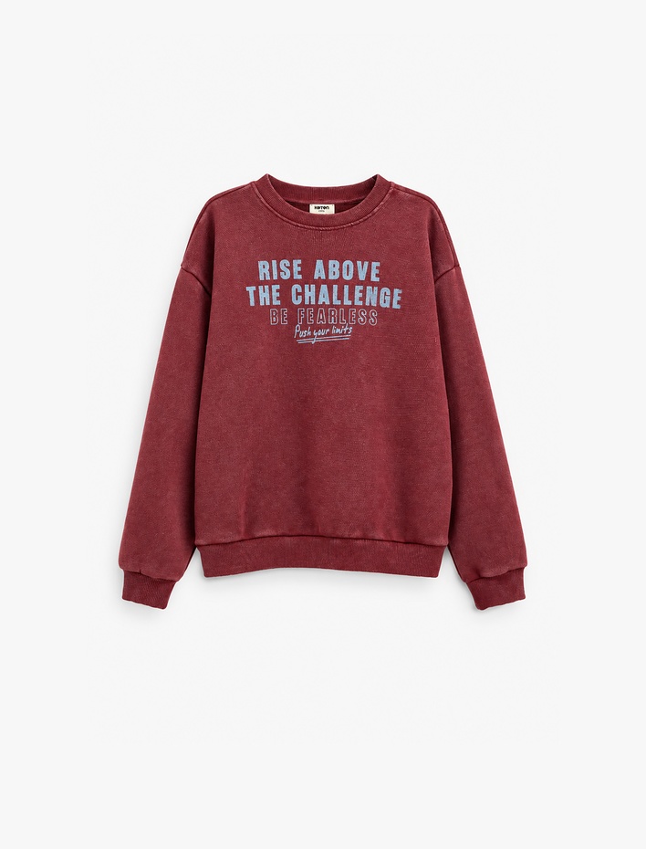 Erkek Çocuk Şardonlu Bisiklet Yaka Uzun Kollu Baskılı Sweatshirt