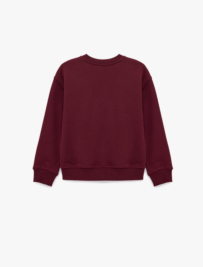 Kız Çocuk Bisiklet Yaka Uzun Kollu Çiçek Baskılı Sweatshirt