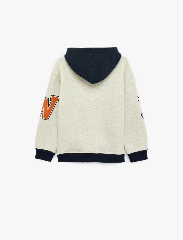 Erkek Çocuk Şardonlu Uzun Kollu Baskılı Oversize Kapşonlu Sweatshirt