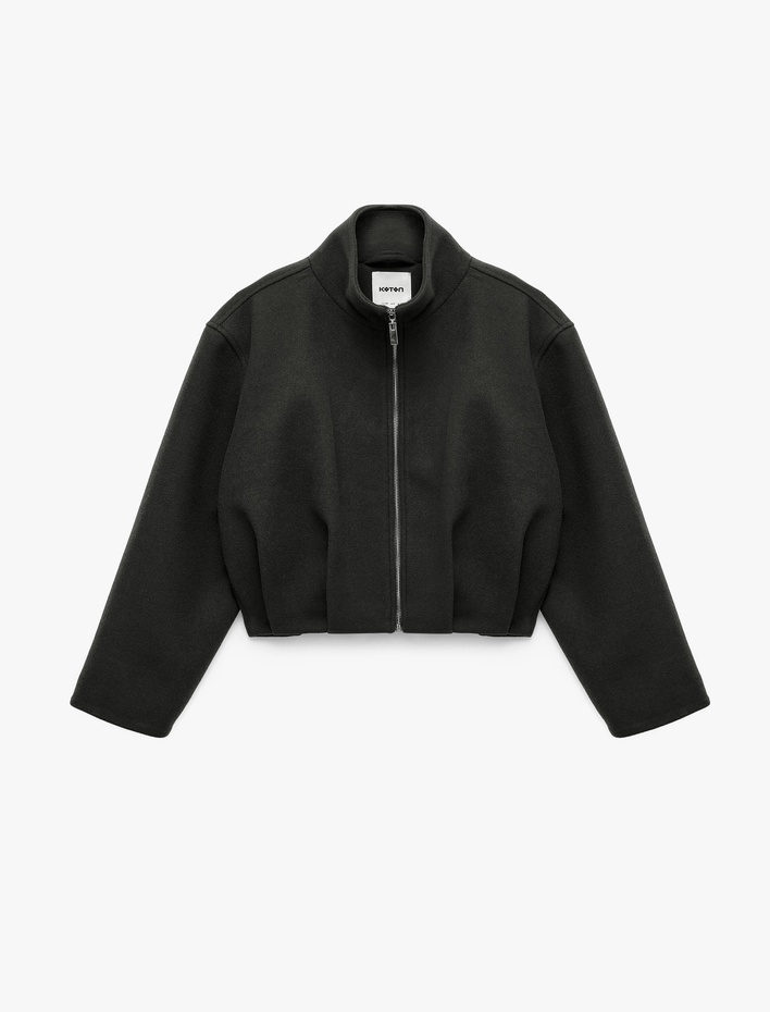  Koton X Selected by Şahika Ercümen -  Fermuarlı Uzun Kollu Kaşe Dik Yaka Bomber Ceket