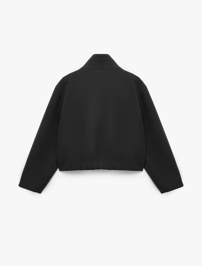  Koton X Selected by Şahika Ercümen -  Fermuarlı Uzun Kollu Kaşe Dik Yaka Bomber Ceket