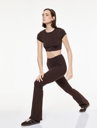 Yüksek Bel Slim Fit İspanyol Paça Spor Tayt