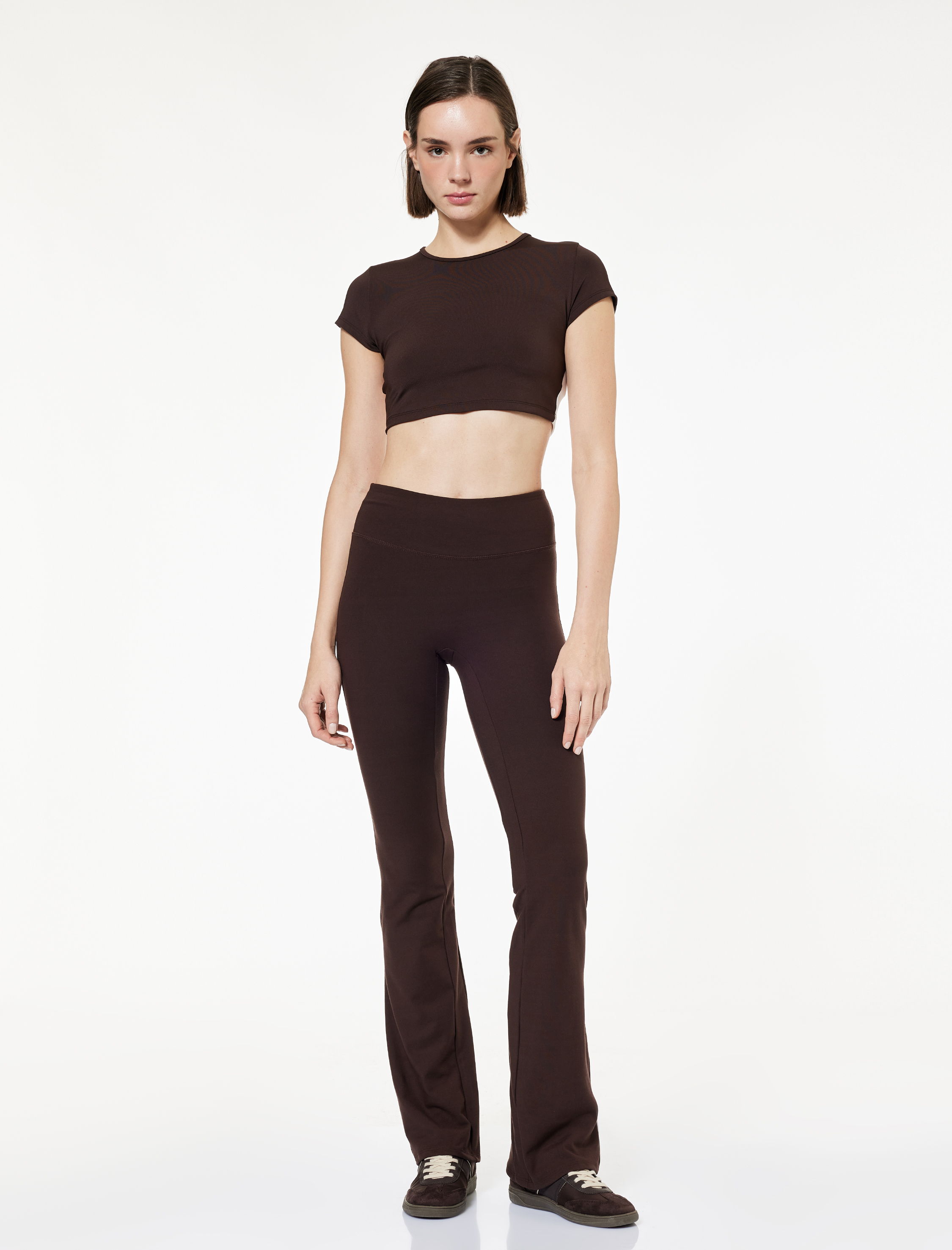   Yüksek Bel Slim Fit İspanyol Paça Spor Tayt